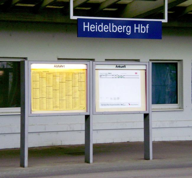 График движения поездов на вокзале Хайдельберг