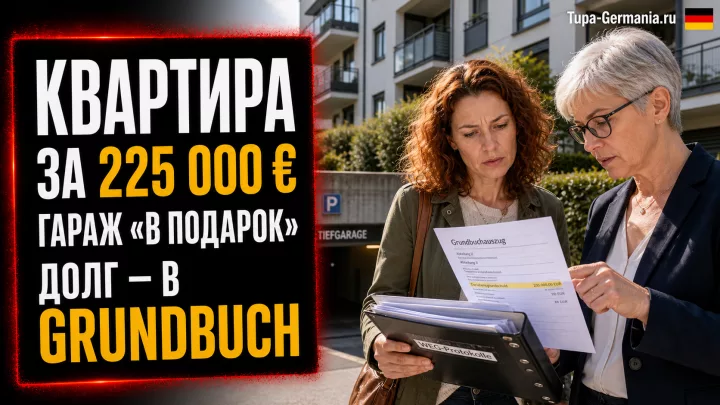Покупательница и эксперт изучают Grundbuch квартиры под Франкфуртом за 225 000 €
