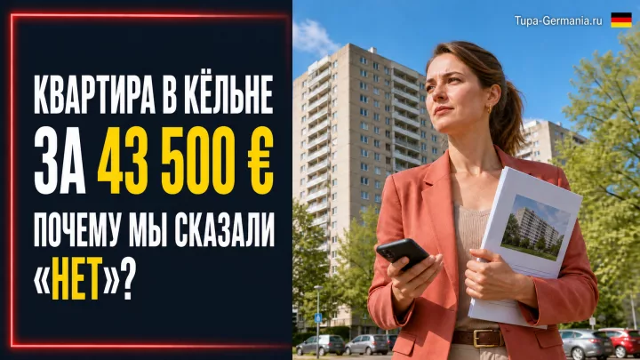 Молодая покупательница изучает экспозе квартиры в высотном комплексе Кёльна за 43 500 €